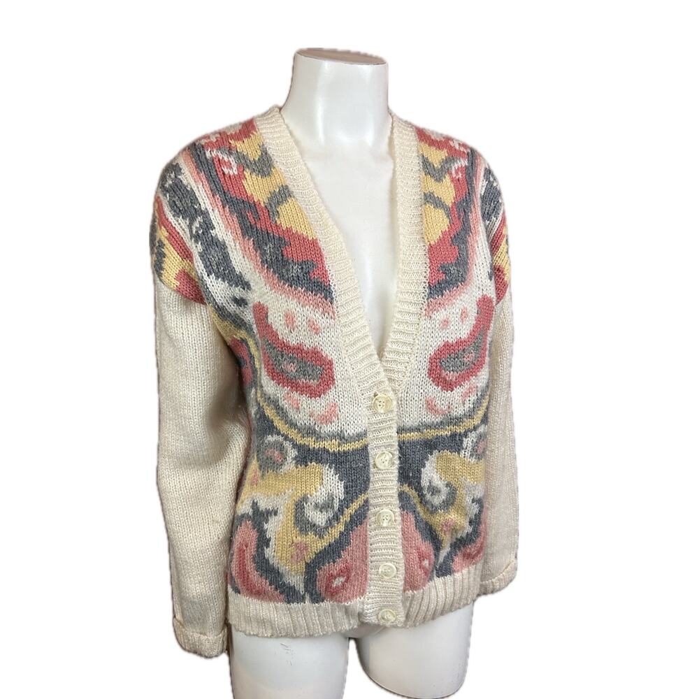 Vintage Pink Knit Mohair Blend Cardigan Sweater / Women’s Small